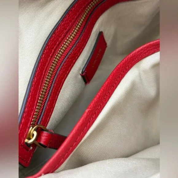 🆕 OROTON 🧿 NWOT Lily Zip Top Leather Crossbody, Red - Picture 12 of 16